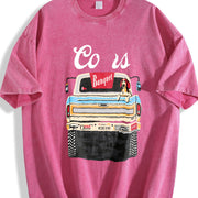 Retro Truck for & Country Western Vintage Washed T-Shirt in Red