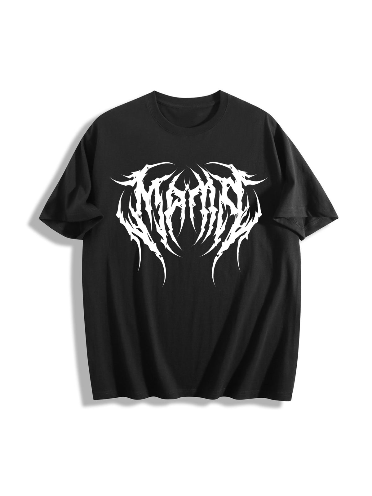 Mama Metal Font Cotton T-Shirt in Black