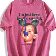 ZestLoop I'm Just Here for the Snacks Vintage Washed T-Shirt in Red