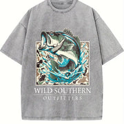 Fishing Bass Fishing Camo Vintage Washed T-Shirt in Gray
