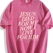 Retro Double Sided (230 Pure ) 'JESUS DIED FOR ME NOW I vintage washed oversized T-shirt in Red