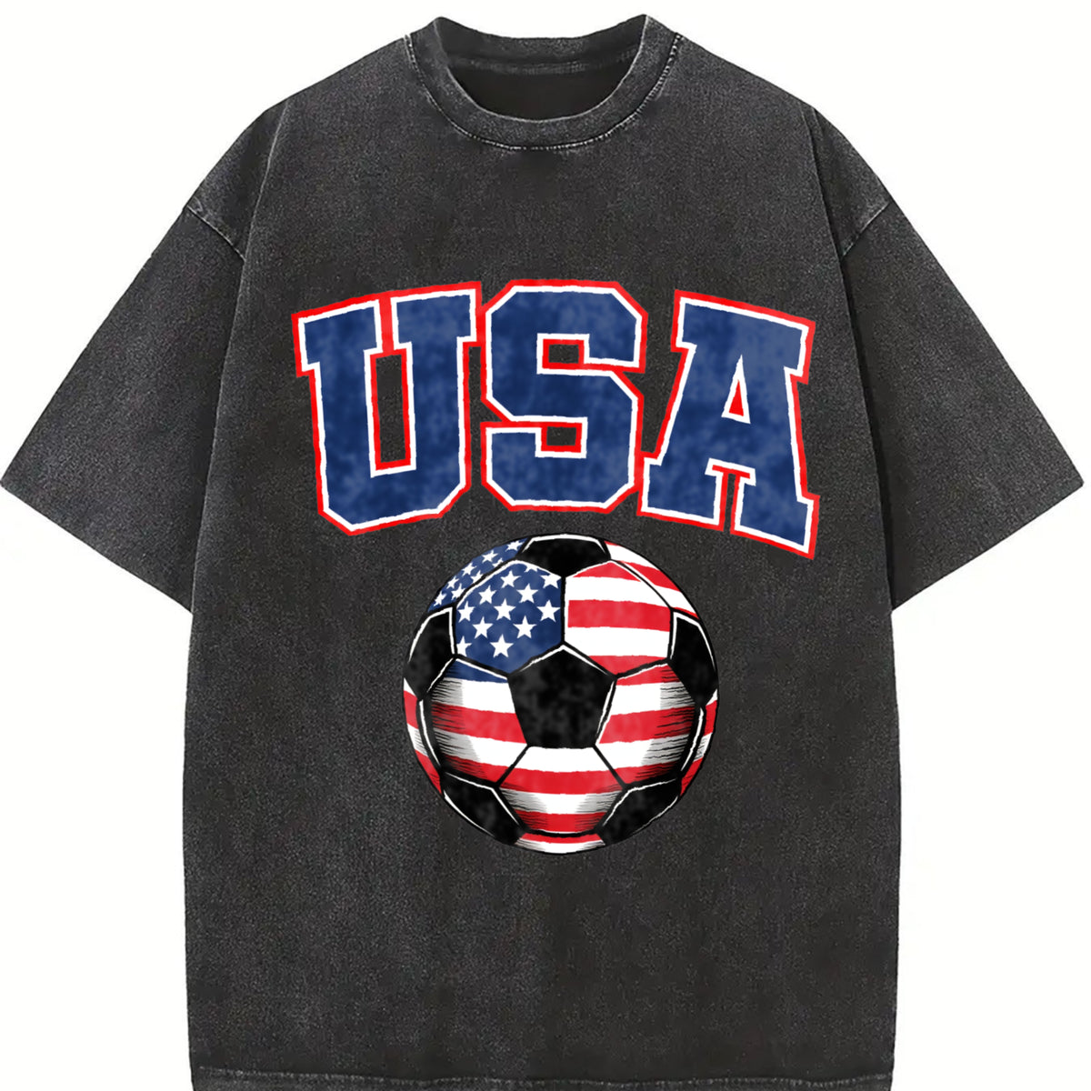 USA Soccer Vintage Washed T-Shirt in Black