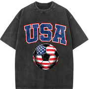 USA Soccer Vintage Washed T-Shirt in Black