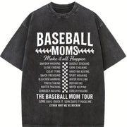 Baseball Mom Baseball Mama Tour Vintage Washed T-Shirt in Black