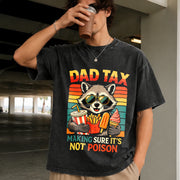 Dad Tax Raccoon Fathers Day Vintage Washed T-Shirt in Black