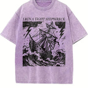 I Run a Tight Shipwreck Vintage Washed T-Shirt in Purple