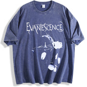 Retro New EVANESCENCE Band Christmas Retro Music vintage washed oversized T-shirt in Blue