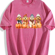 Goldendoodle Fall Doodle Mom Dad Vintage Washed T-Shirt in Red