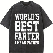 World Best Farter I Mean Father for Dad Vintage Washed T-Shirt in Black