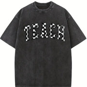 Checkered Teacher for Teacher Vintage Washed T-Shirt in Black
