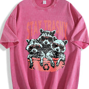 Stay Trashy Retro Vintage Washed T-Shirt in Red