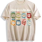 Inclusion Neurodiversity Vintage Washed T-Shirt in Beige