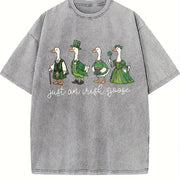 St. Patrick's Day Irish Goose vintage washed oversized T-shirt in Gray