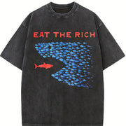 Made from and Skin-friendly Vintage Washed T-Shirt in Black