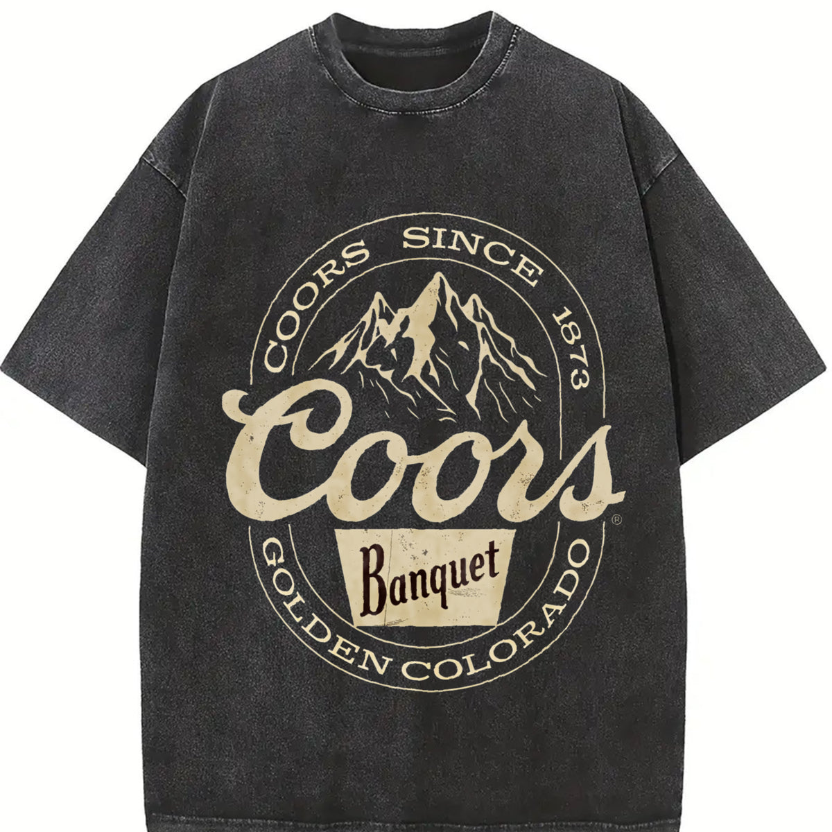 Wash Old Down Shoulder Sleeves Vintage Washed T-Shirt in Black