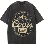 Wash Old Down Shoulder Sleeves Vintage Washed T-Shirt in Black