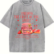 Spreading the Fruit of the Spirit Strawberry Jam Vintage Washed T-Shirt in Gray