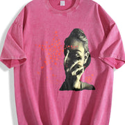 Star Portrait Tank Vintage Washed T-Shirt in Red