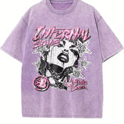 Internal Songs Virginia Brush Tank Vintage Washed T-Shirt in Purple