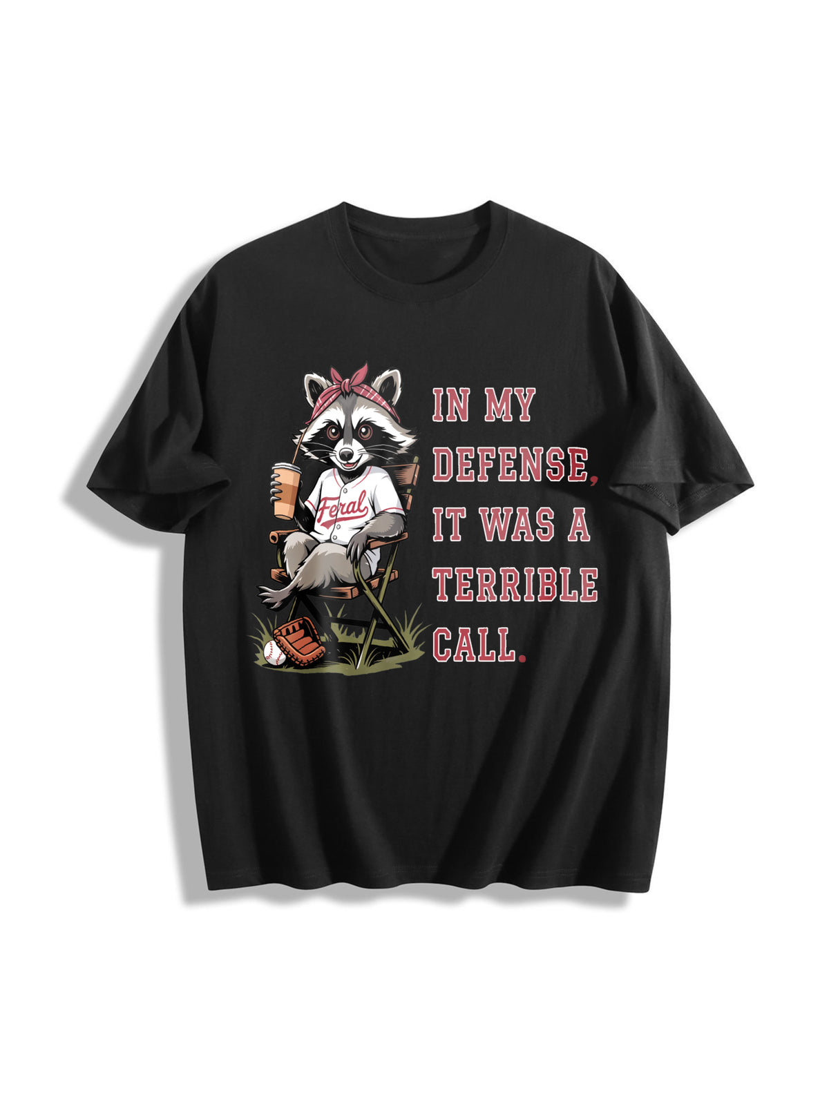 Feral Baseball Mom Cotton T-Shirt in Black