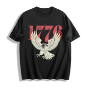 Retro 1776 Bald Eagle 250th Anniversary American 4th Of Cotton T-Shirt in Black