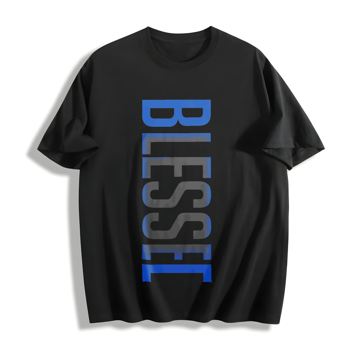 Geometric Smooth Cotton T-Shirt in Black