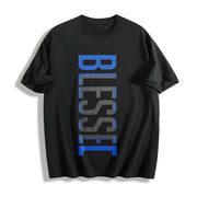 Geometric Smooth Cotton T-Shirt in Black