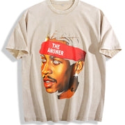Allen Iverson Retro 90s Styled Ball Fan Basketball Legend vintage washed oversized T-shirt in Beige