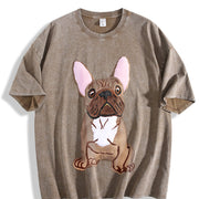 French Bulldog for Seasons Vintage Washed T-Shirt in Brown