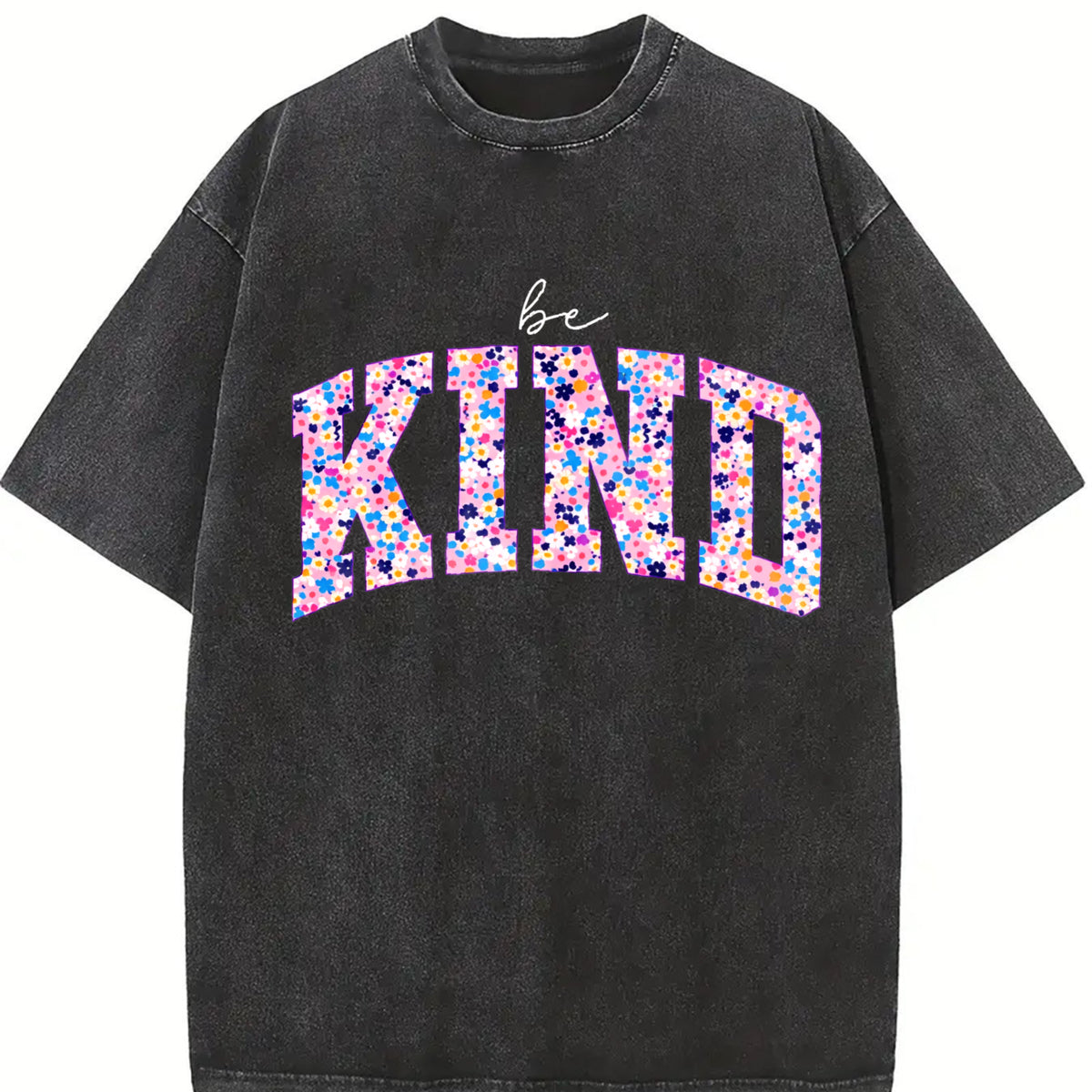 With Batik Blouse Spring Vintage Washed T-Shirt in Black
