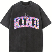 With Batik Blouse Spring Vintage Washed T-Shirt in Black