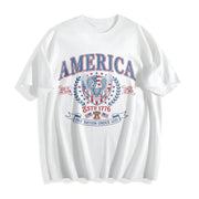 America Patriotic Eagle Cotton T-Shirt in White