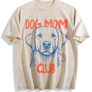 Dog Mom Club Vintage Washed T-Shirt in Beige