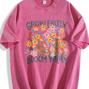 Thick Retro Blouse Vintage Washed T-Shirt in Red