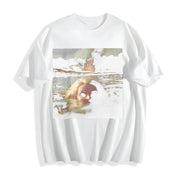 Surreal Pool Face Cotton T-Shirt in White