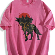 Red Moon Cerberus Sleeveless Tank Vintage Washed T-Shirt in Red
