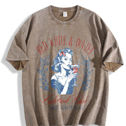 Red White & Boujee Cocktail Club vintage washed oversized T-shirt in Brown
