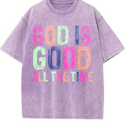That Has Been the Phrase 'Light of Faith' Vintage Washed T-Shirt in Purple
