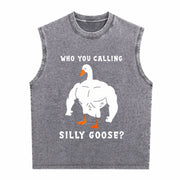 Silly Goose Gym Meme Vintage Washed Tank Top in Gray