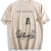 Gulf Coast Lights Light Tower Vintage Washed T-Shirt in Beige