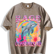 Rage Consumes Me Dolphin Vintage Washed T-Shirt in Brown