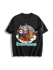 Halloween Scary Care Scare Bears Cotton T-Shirt in Black
