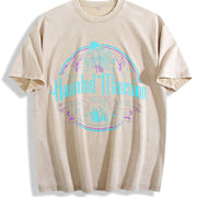 Hitchhiking Ghosts The Haunted Mansion Halloween vintage washed oversized T-shirt in Beige