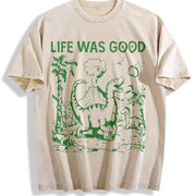 Retro Dinosaur 90s Vintage Washed T-Shirt in Beige