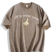 Off to Watch Soccer Goose vintage washed oversized T-shirt in Brown