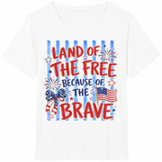 Land of the Free Because of the Brave Cotton T-Shirt in White