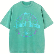 Hitchhiking Ghosts The Haunted Mansion Halloween vintage washed oversized T-shirt in Blue