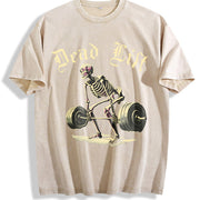 This Is a Skull Perfect for Workouts. It's Made Vintage Washed T-Shirt in Beige