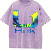 Sleeveless Tank HUK Tie Dye Arrow Logo Vest Vintage Washed T-Shirt in Purple