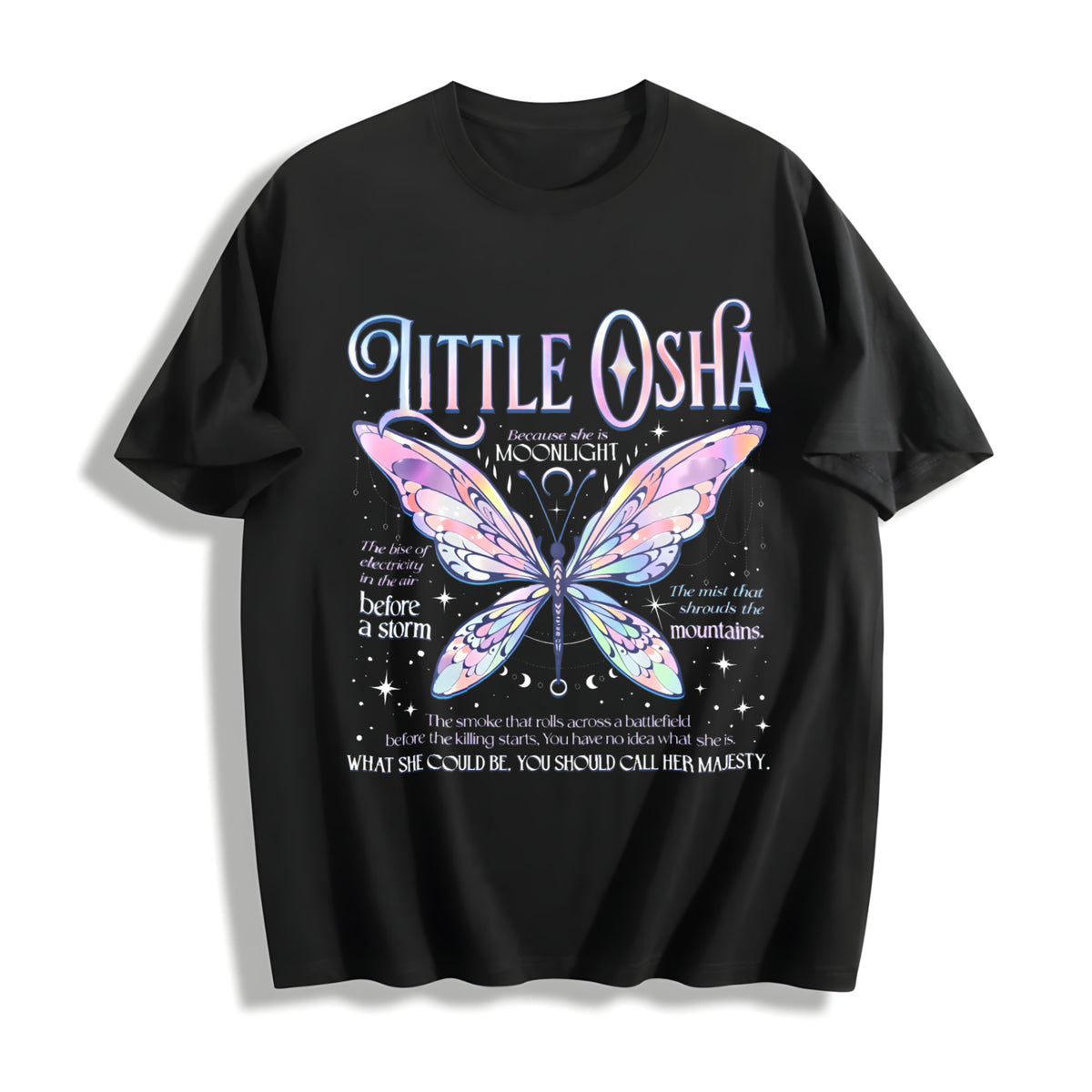 Little Osha Butterfly Cotton T-Shirt in Black